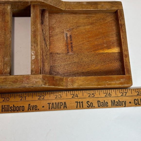 Anthropologie Wood Bath Caddy- Marble Stone Inlay- Made In India- 27” Floral - Picture 7 of 10